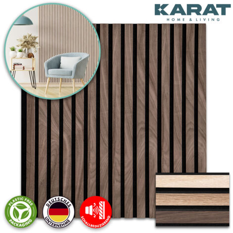 Ossature Panneau tasseaux acoustiques en aspect bois – 1 Pièce, 60 x 60 cm, Black Walnut