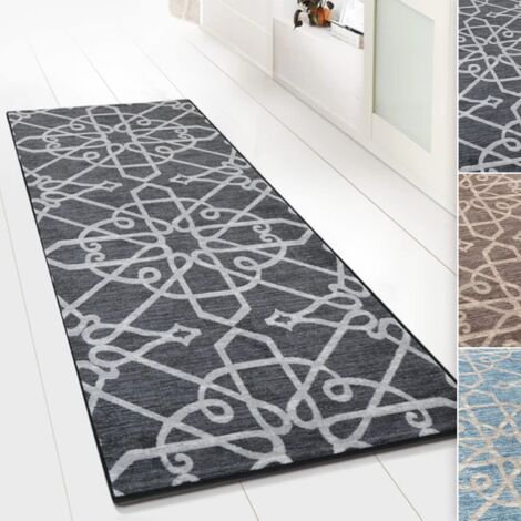 Tapis Ornement Vintage Oriental pour la Cuisine, Le Couloir et Le Salon 80 x 200 cm, Navelli Noir