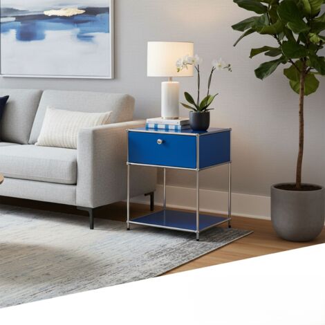 Rangement stylé et épuré – Étagère en métal chromé,50 × 40 × 65 cm, Bleu