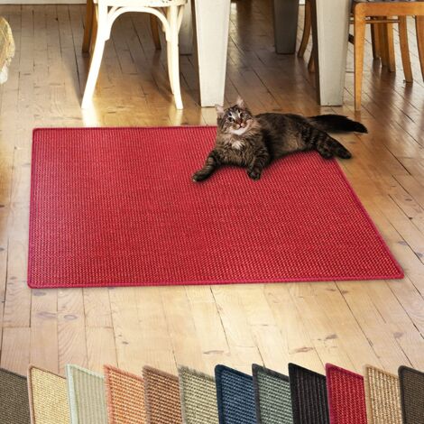 Tapis Griffoir Tapis à Chat en Sisal, 50 x 50 cm, Rouge