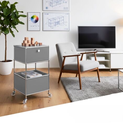 Rangement stylé et épuré – Étagère en métal chromé, 40 x 40 x 69 cm, Gris
