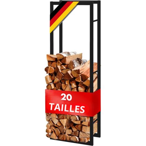 Étagère à bois de cheminée en métal noir – Rangement de bûches design et robuste, 125 x 25 x 100 cm