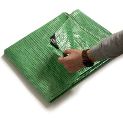 Bâche de protection imperméable Leno 140 g/m² Vert / Transparent 3 x 4 m