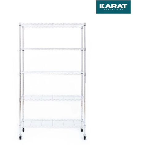 Étagère en métal avec roulettes Maya 5 Étagères 89 x 34 x 150 cm Chromé Charge Max : 120 kg (1/5)