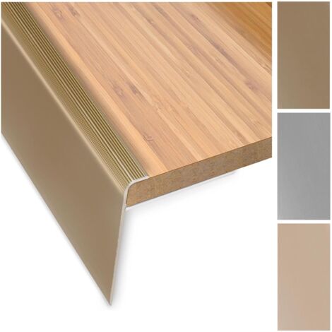 Karat – Nez de marche en aluminium anodisé – Profil d'angle d'escalier perforé – Longueur 90 cm – Couleur bronze clair – Pour revêtements de sol 7-8 mm