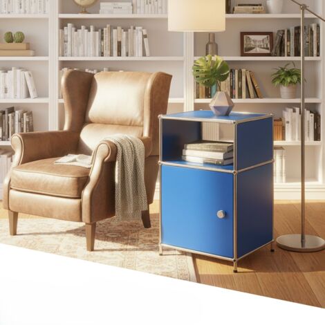 Rangement stylé et épuré – Étagère en métal chromé, 40 × 40 × 65 cm, Bleu (1/5)