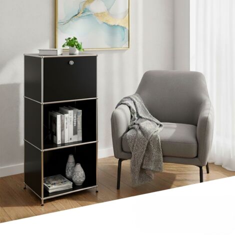Rangement stylé et épuré – Étagère en métal chromé, 50 x 40 x 121 cm, Noir
