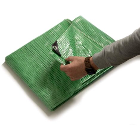 Toile multiusage avec Oeillets imperméable Leno 140 g/m² Vert / Transparent 4 x 6 m