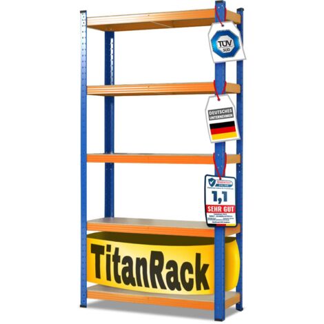Étagère métallique de Rangement renforcée à Charge Lourde Grizzly 5 Étages  Bleu-orange 220 x 90 x 60 cm  Charge Max : 1250 kg