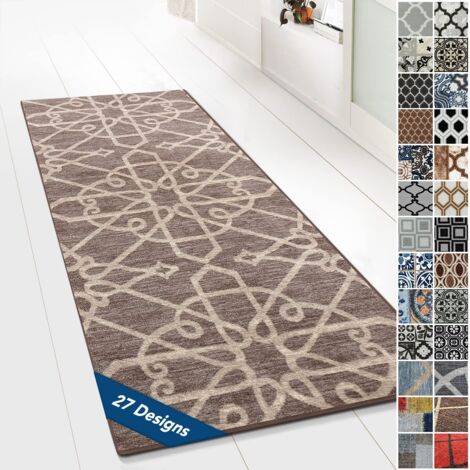 Tapis Ornement Vintage Oriental pour la Cuisine, Le Couloir et Le Salon 80 x 150 cm, Marron Navelli