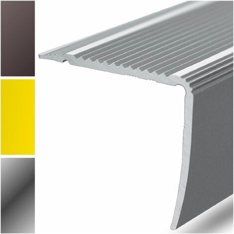 Karat – Profilé de nez de marche en aluminium L 90 x 30 mm – Pré-percé avec accessoires – Finition argentée pour parquet et stratifié (1/4)