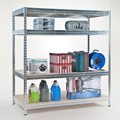 Étagère charge lourde Tôle d'acier 4 Étages Galvanise 200 x 180 x 60 cm Charge Max : 1600 kg (1/5)