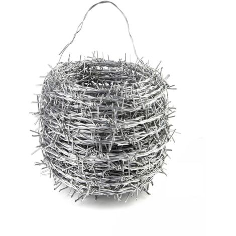 Floordirekt – Rouleau de fil barbelé galvanisé 16 m – Espacement 10 cm – Épaisseur 1,6 mm – Pour clôture pâturage et sécurité terrain