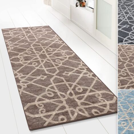 Tapis Ornement Vintage Oriental pour la Cuisine, Le Couloir et Le Salon 80 x 300 cm, Marron Navelli