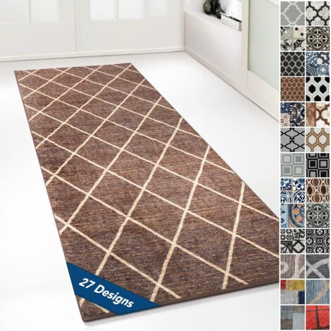 Tapis Ornement Vintage Oriental pour la Cuisine, Le Couloir et Le Salon 80 x 450 cm, Marron cosenza
