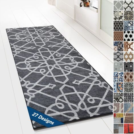 Tapis Ornement Vintage Oriental pour la Cuisine, Le Couloir et Le Salon 80 x 350 cm, Navelli Noir