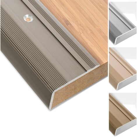 Glory Profilés de bord d'escalier autocollants ou pré-percés avec matériel de montage –Aluminium anodisé Forme: L Bronze foncé L 134 cm