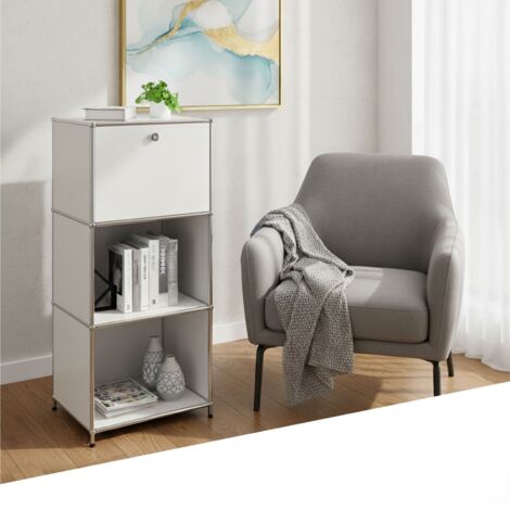 Rangement stylé et épuré – Étagère en métal chromé, 50 x 40 x 121 cm, Blanc