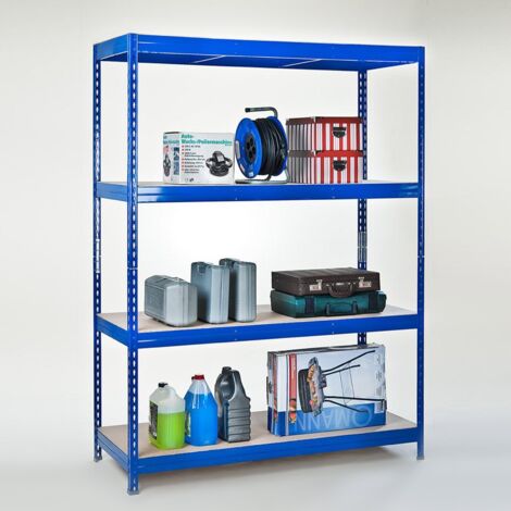 Étagère charge lourde Tôle d'acier 4 Étages Bleu 160 x 150 x 80 cm  Charge Max : 1500 kg