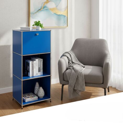 Rangement stylé et épuré – Étagère en métal chromé, 50 x 40 x 121 cm, Bleu