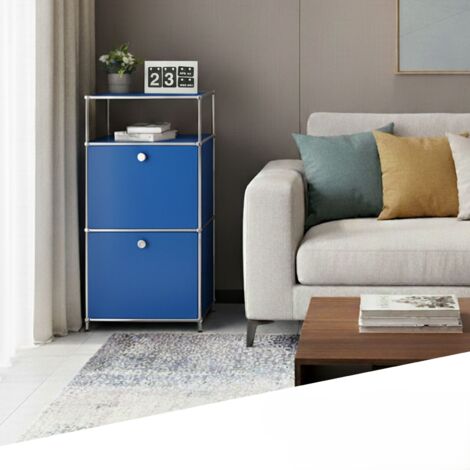 Rangement stylé et épuré – Étagère en métal chromé, 50 × 40 × 100 cm, Bleu