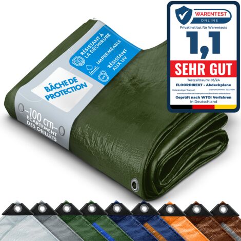 Bâche de protection imperméable 140 g/m² Vert 1,5 x 6 m