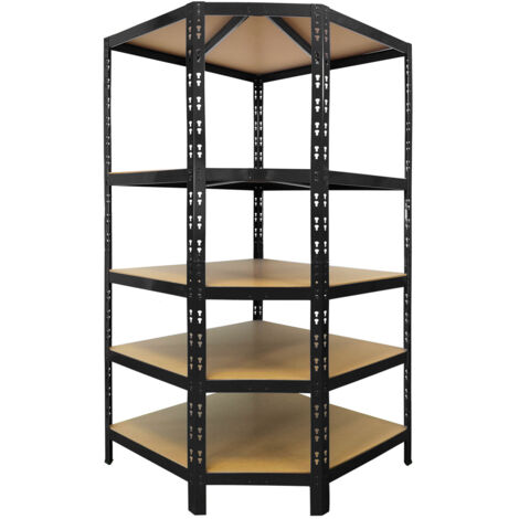 Étagère d'angle charge lourde, Noir, 5 Étages, 180 x 90 x 42 x 60 cm Charge Max : 875 kg (1/5)
