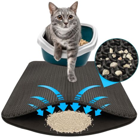 Tapis de Litière pour Chat Charly - Conception en Nid d'Abeille à Double Couche, Lavable, 61 x 38 cm, Anthracite (1/4)