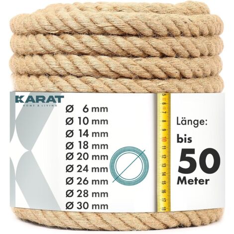 Corde en Jute Torsadée Arnold, Diamètre 10 mm, 20 Mètres