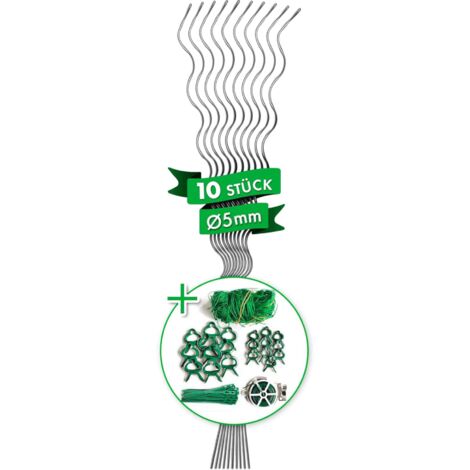 Lot de 10 Tuteurs Spiralés Galvanisés - Idéals pour Supporter les Tomates, 180 cm