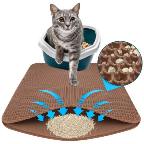 Tapis de Litière pour Chat Charly - Conception en Nid d'Abeille à Double Couche, Lavable, 61 x 38 cm, Marron