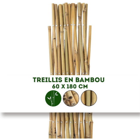 Treillis en Bambou pour Jardin, Balcon et terrasse  Extensible Individuellement  Résistant aux intempéries 60 x 180 cm