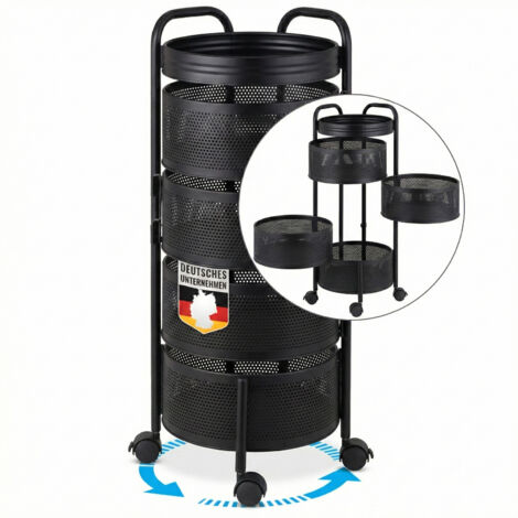 Chariot Utilitaire Mobile Noir À 5 Niveaux 28 × 28 × 72 cm avec roulettes, Chariot Utilitaire Médical, Chariot De Rangement pour Esthéticienne (1/5)