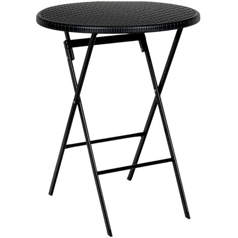 Table pliante ronde aspect rotin, Ø 60 cm , résistante aux intempéries - Pratique pour jardin & terrasse (1/5)