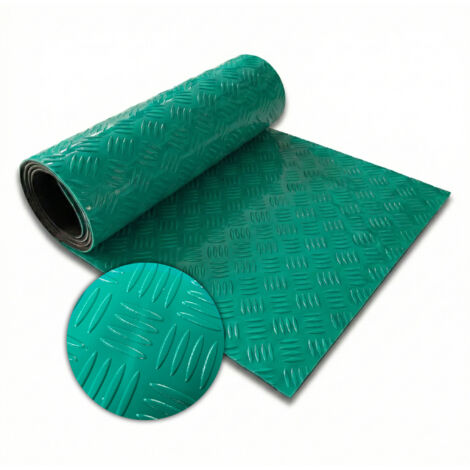 Revêtement sol PVC Effet tôle striée, Vert, 110 x 250 cm