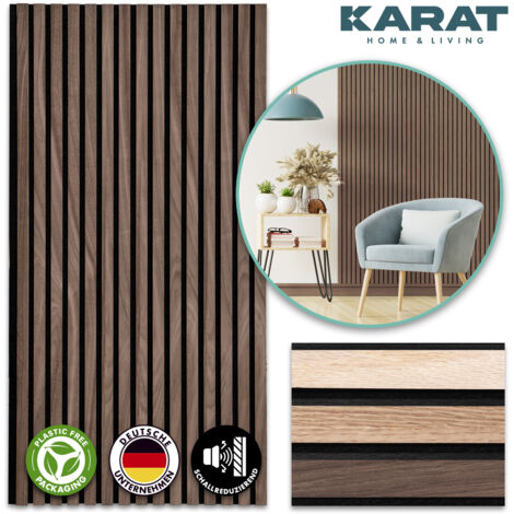 Ossature Panneau tasseaux acoustiques en aspect bois – 1 Pièce, 118 x 60 cm, Black Walnut