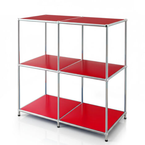 Étagère design Epuré MK-027, Métal Chromé, Rouge, 78x40x82 cm