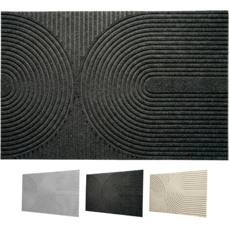 Paillasson Circa antisaleté, style Boho ondulé, Anthracite, 40 x 60 cm