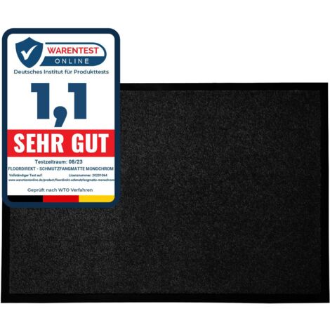 Tapis de Porte Paillasson d'entrée Monochrom Noir 120 x 300 cm