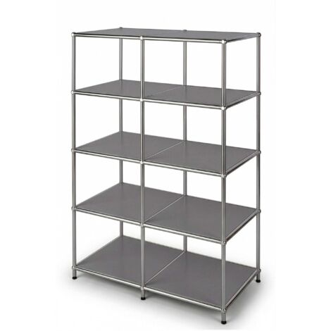 Étagère métal chromé design épuré, Concept Epuré MK-015 : 5 étages, Gris, 118 x 40 x 78 cm
