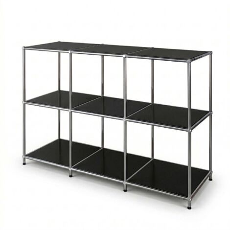 Étagère métal chromé design épuré, Concept Epuré MK-018 : 3 étages, Noir, 82 x 40 x 116 cm