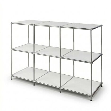Étagère métal chromé design épuré, Concept Epuré MK-018 : 3 étages, Blanc, 82 x 40 x 116 cm