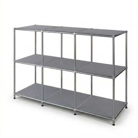 Étagère métal chromé design épuré, Concept Epuré MK-018 : 3 étages, Gris, 82 x 40 x 116 cm