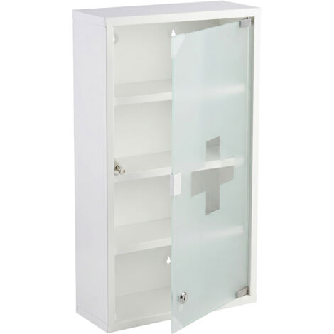 Armoire à pharmacie verrouillable Allen en métal thermolaqué, Blanc, 60 x 30 cm (1/5)