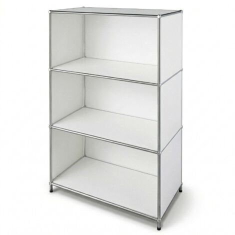 Étagère métal chromé design épuré, Concept Epuré MK-101, 120 x 40 x 75, 4 niveaux, Blanc