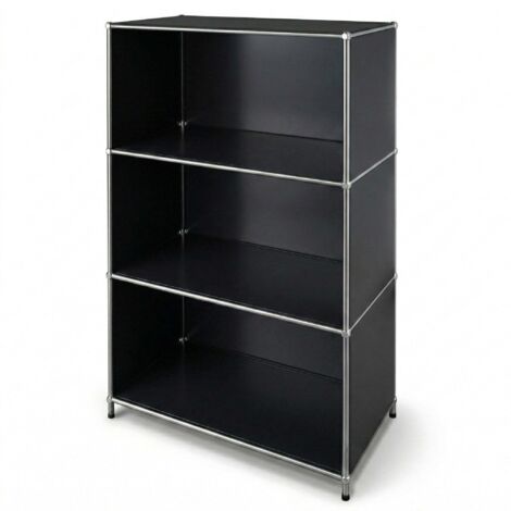 Étagère métal chromé design épuré, Concept Epuré MK-101, 120 x 40 x 75, 4 niveaux, Noir