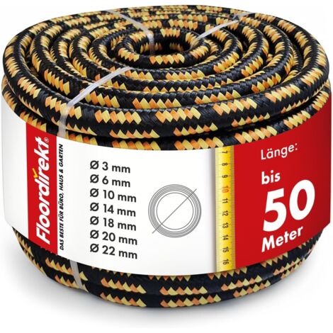 Corde structure tressée, résistance à la traction K2 Noir-Orange Diamètre: 20 mm Longueur: 50 m