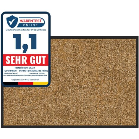 Karat – Tapis de porte paillasson Rhine beige 60 x 90 cm – Fibres polyamide haute qualité – Sous-couche antidérapante – Lavable à 30°C