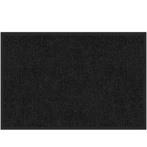 Karat – Tapis paillasson d'entrée noir 135 x 200 cm – Fibres polyamide robustes – Antidérapant vinyle – Lavable à 30°C
