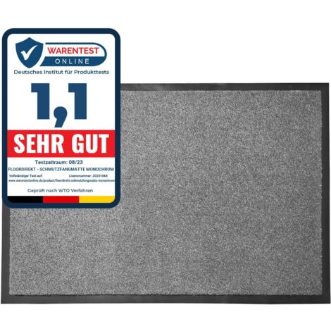 Tapis de Porte Paillasson d'entrée Monochrom Gris argent 40 x 60 cm